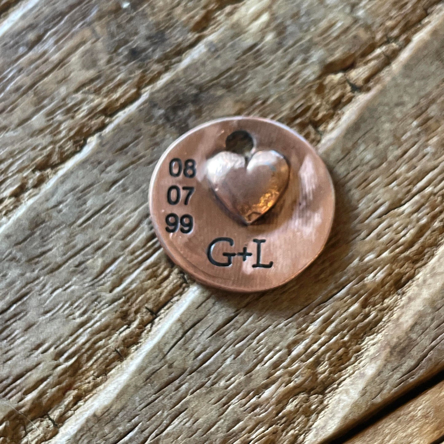 Embossed heart wedding penny